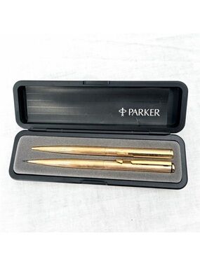 Parker Classic Ballpoint Pen & Pencil Set Gold Tone with Case